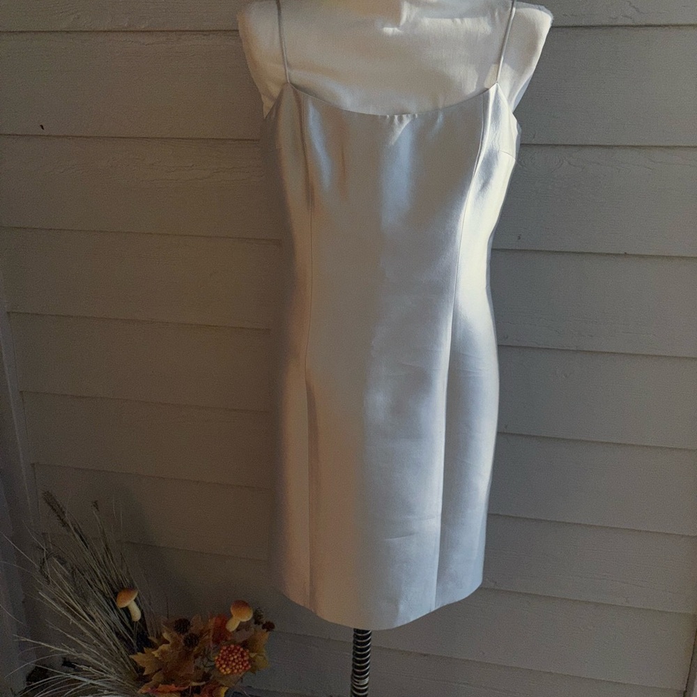 Teri Jon spaghetti  Strap Cream Dress